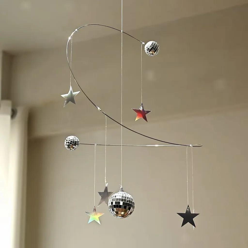 DIY 아크릴 행잉 모빌 홈데코 선물 반사형 행잉 장식 모던 별빛 밤 모빌 (가정, 스튜디오, 교사용)