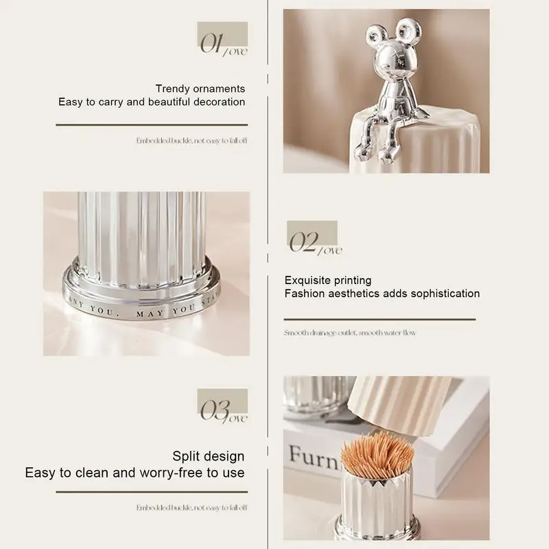 new Bear Cotton Pad Holder Cotton Swab Rod Storage Box Cosmetics Jewelry Bathroom Qtip Makeup Container Lipstick Organizer Box 3
