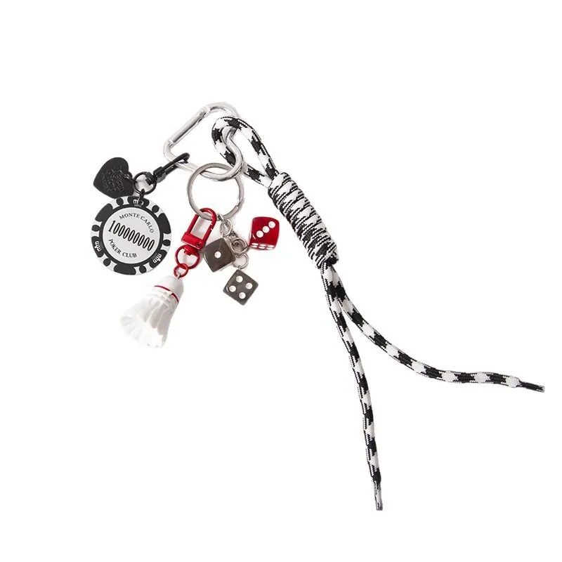 Badminton Bag with Creative Keychain and Dice Accessories