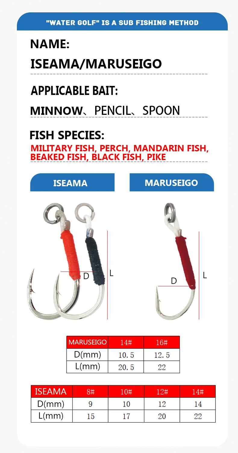 Iseama/maruseigo Assist Haken Solid Ring Jiglure Jigging Fishjig Doppelpaar Widerhaken Assist Haken Pesca Peche Angeln Slow Jig – Detail 1