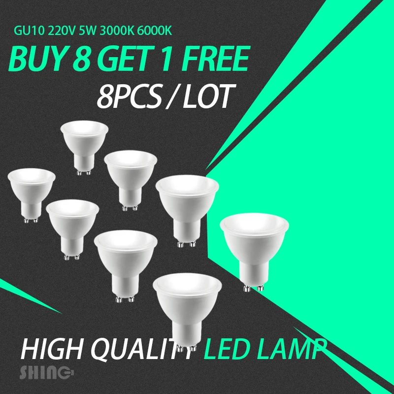 8pcs/lot Super Bright Led Spotlight Gu10 5w 6w Lighting Bulb AC220v-240v Indoor Lighting 3000k/6000k Home Decoration Bombillas