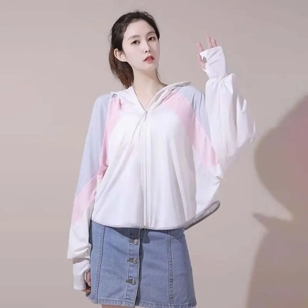 Description Picture 4 of itemFashion Sweatshirts Sunscreen Clothing Patchwork Long-sleeved Sunblock Clothing Thin Shawl Outdoor Sun Protection Coats Women