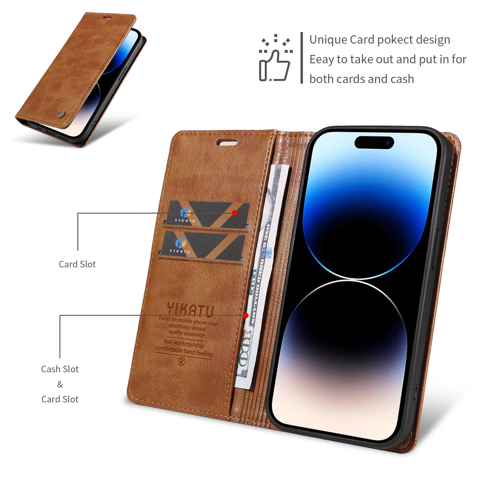 Leather Wallet Phone Case - Universal Fit
