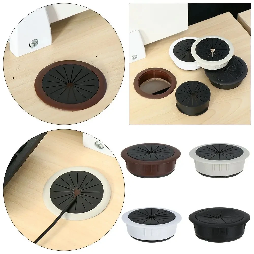 Desk Cord Grommet Wire Hole Cover Flexible Dust Plug Home Office