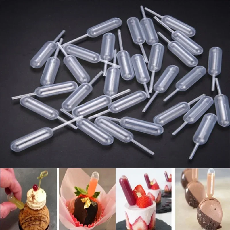 50Pcs Mini Dropper 4ml Disposable Jam Dropper Cupcakes Sauce Squeeze Transfer Pipettes Dessert Stuffed Cake Decor disposable dropper cake decoration accessories
