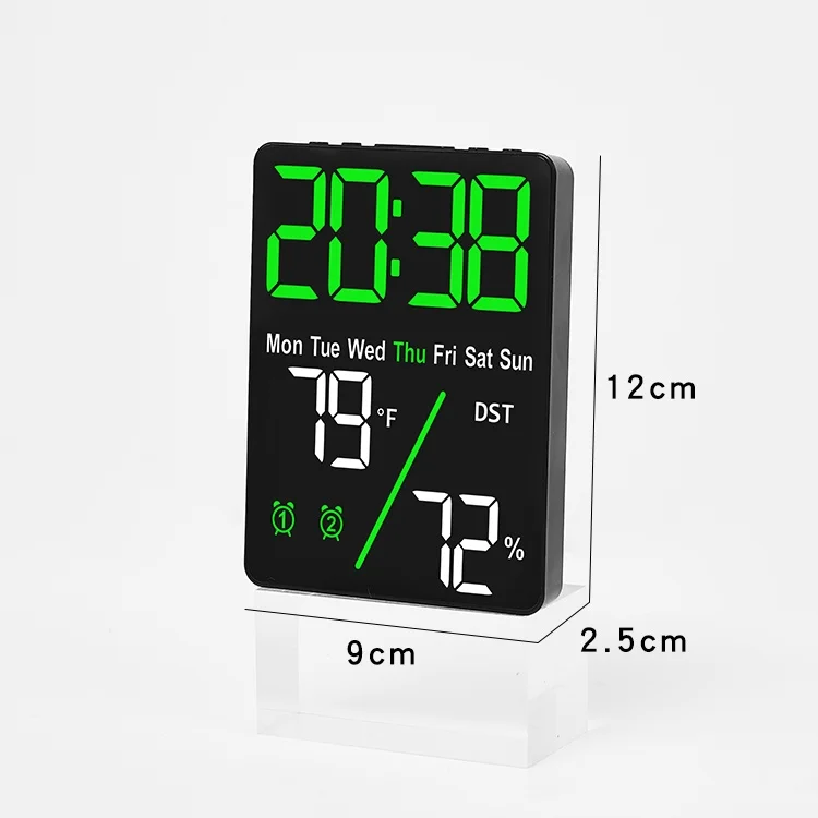 Digital Alarm Clock 3-Level Brightness Dimmable Led Electronic Wall Clock Temperature And Humidity Display Table Clock