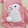 Newborn Baby Girl Easter Outfit Carrot Embroidery Romper Waffle Ruffle Bodysuit Headband Summer Outfit 0-18M 6