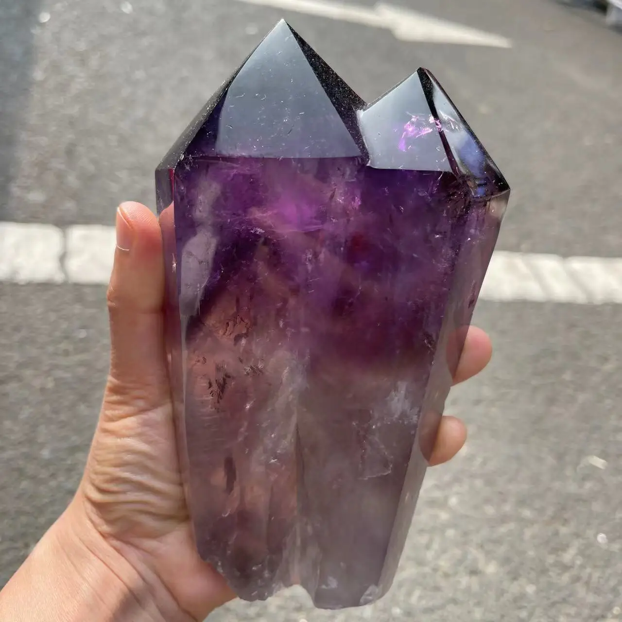 Natural Amethyst Twin Points Purple Gem Spiritual Healing Stone Obelisk Wand Stone Home Decor 4