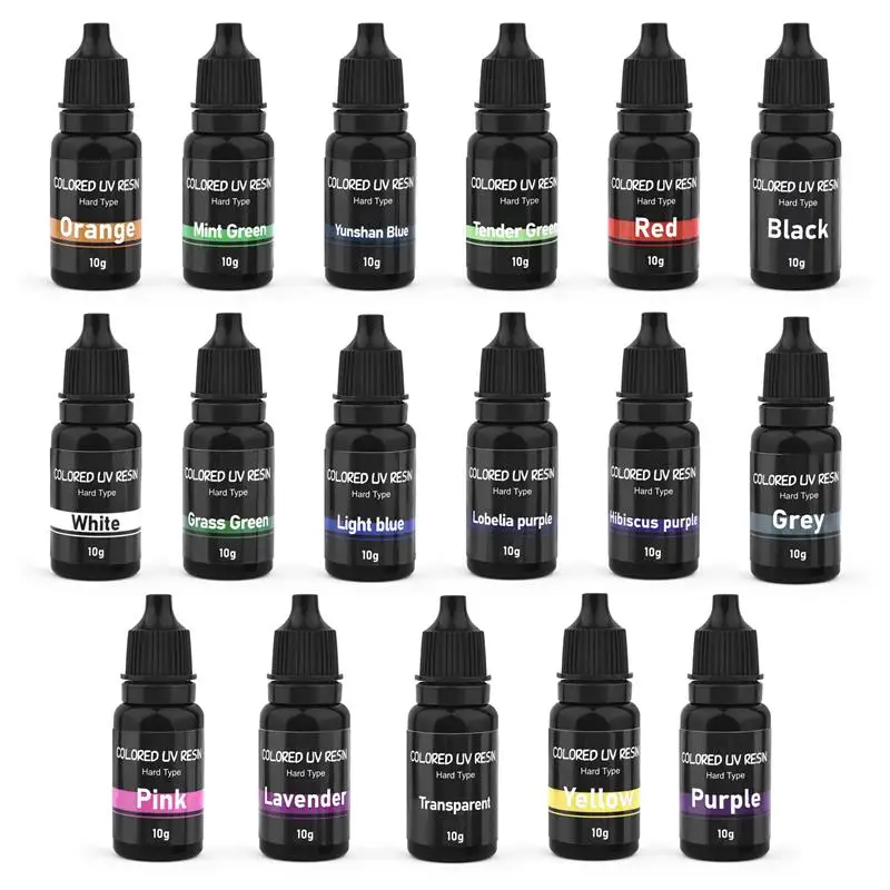 UV Resin Glue 17 Colors UV Resin Glue 10ml Epoxy Glue Hard Ultraviolet Curing DIY UV Color Resin Jewelry Making Quick Drying Clear