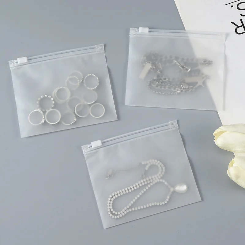 10pcs Frosted Plastic Jewelry Bags 12*10cm Zipper Pull Ring