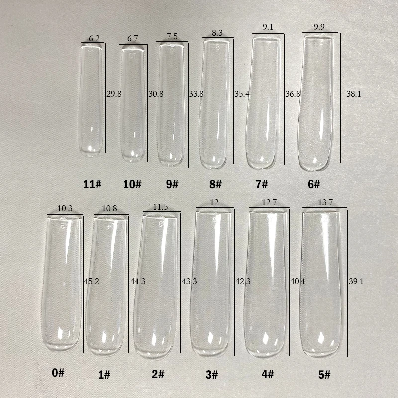 XXL Clear Square Full Cover Press On False Nail Tips Extra Long Nails Straight Shape False Tips UV Gel Manicure Tool Fake Finger