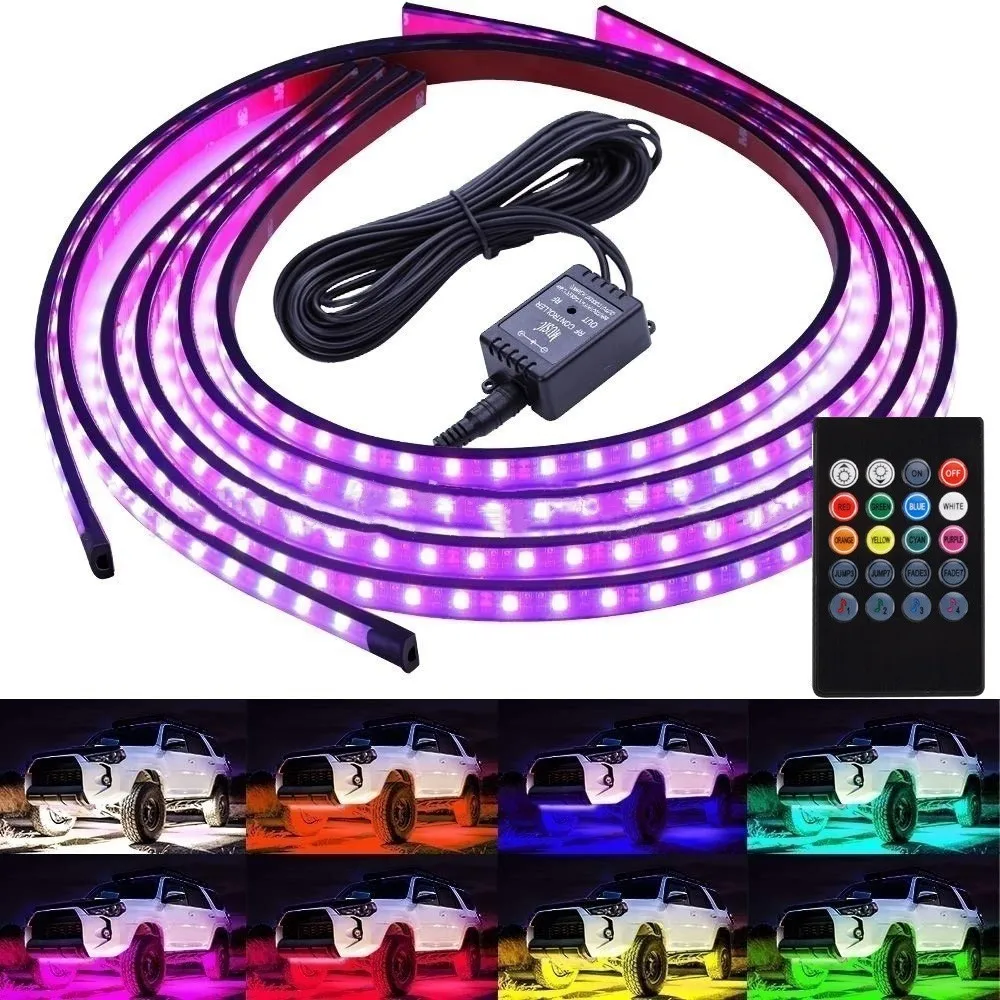 

Flexible Car Underglow Neon Light LED Strips RGB Remote/App Control Auto Underbody Decorative Ambient Atmosphere Lamp