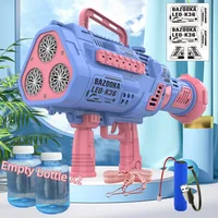 Super Electric Rocket Bubble Guns With LED Large Holes Shape Fast Machine Gun Launcher Bubbles Blower Soap Outdoor Toys For Kids 2