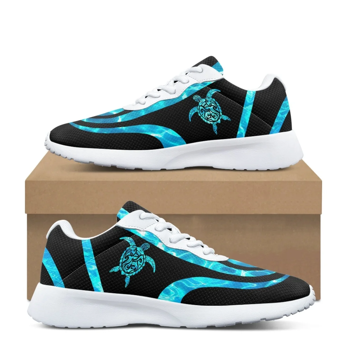 Turtle Polynesia Print Brand Design for Women Casual Fitness Shoes Comfort Shock Absorbing Non-slip Ladies Sneakers for Outdoor