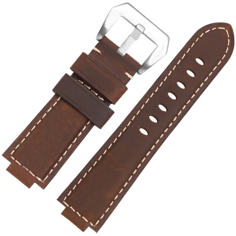 Vintage Frosted Crazy Horse Leather Watchband - Cowhide Strap with Convex Mouth Design (12/14/16mm)