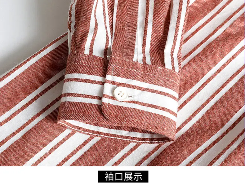 Hochwertige Herrenhemden aus Baumwolle und Leinen mit langen Ärmeln, gestreift, Jacken, Business Casual, lockere Oberteile, Kleidung, Oberbekleidung, dünne Mäntel. – Detail 22
