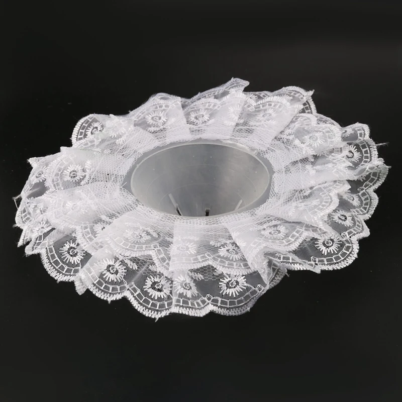 A85Q-6 Wedding Bridal Bouquet Holder Handles With 6 White Lace Collar Flower Holders
