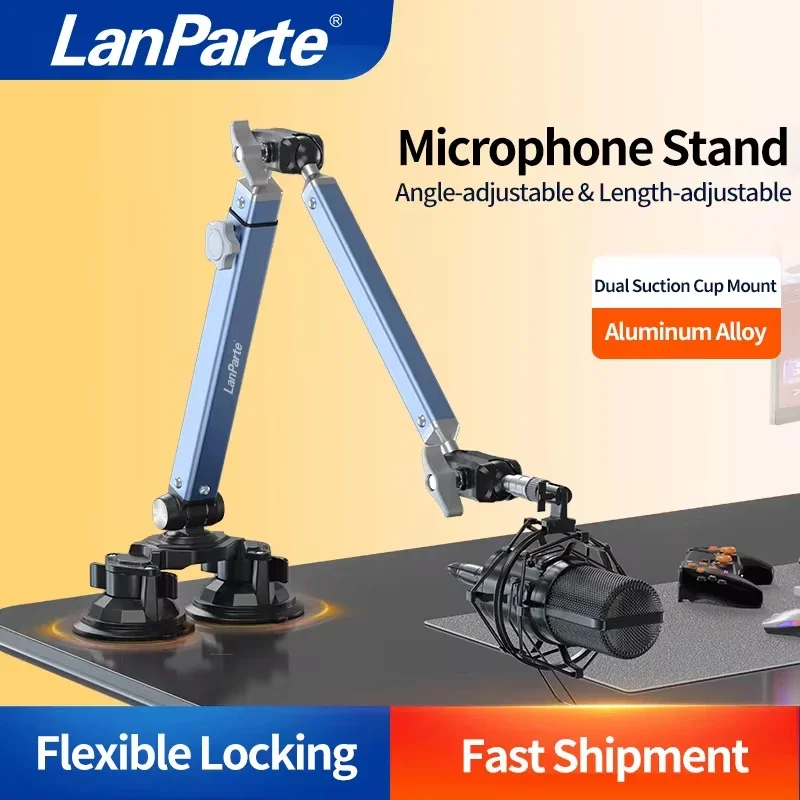Microphone Stand New Mic Arm Desk Mount Low Profile 360&deg; Swivel Mic Boom Arm Adjustable Microphone Detachable Rise Column Streaming