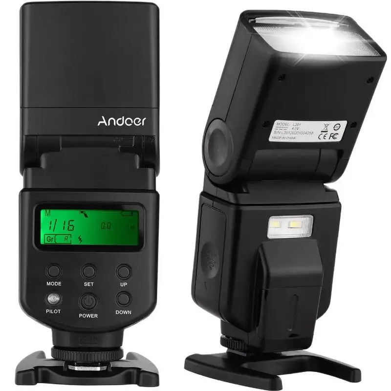 Andoer 카메라 플래시 스피드 라이트, 조정 가능한 LED 필 라이트, 캐논, 니콘, 올림푸스, 펜탁스 카메라용 범용 플래시