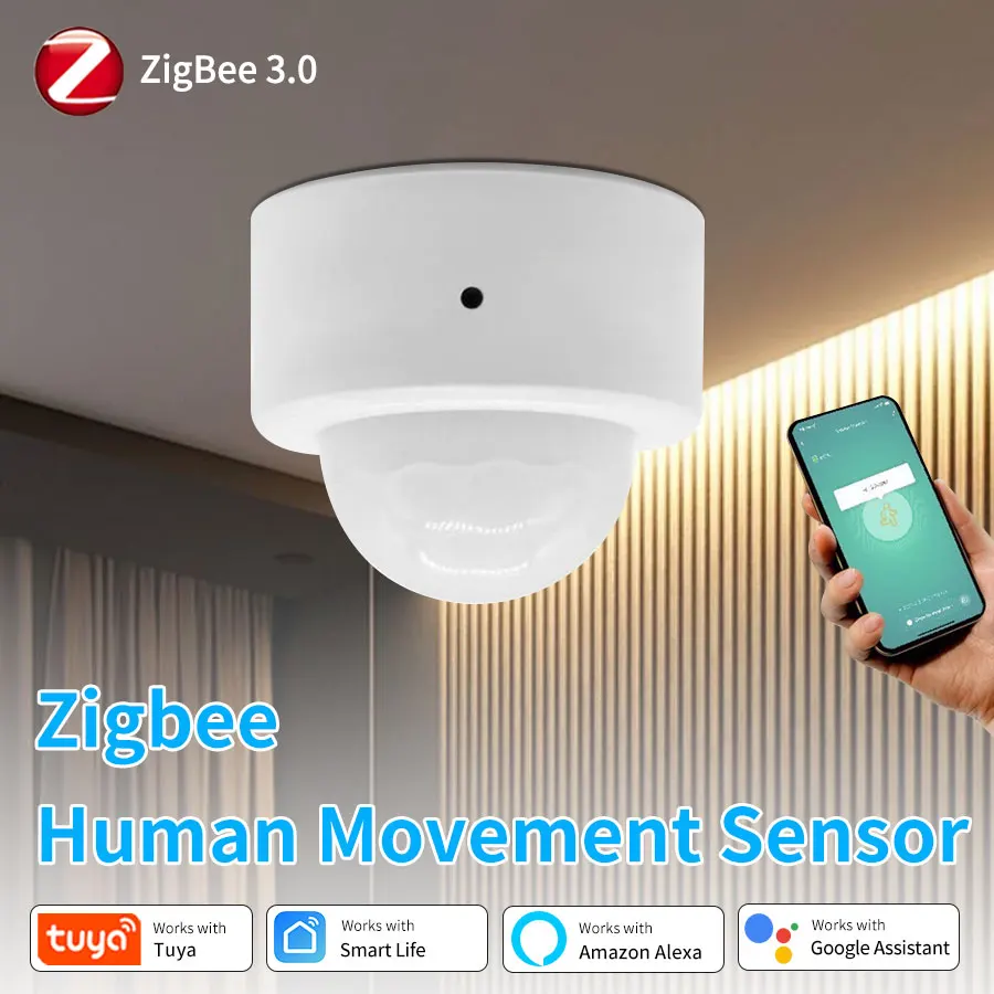 Tuya Zigbee PIR Motion Sensor Smart Movement Detector Work with Tuya Hub Alexa Google Assistant Security Burglar Alarm Sensor