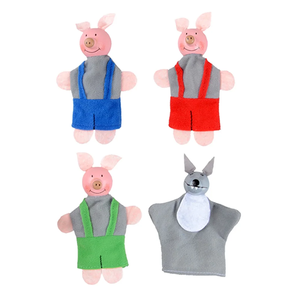 

1 Set/4pcs Cartoon Pig and Wolf Puppet Finger Toys Cosplay Role Play Toys