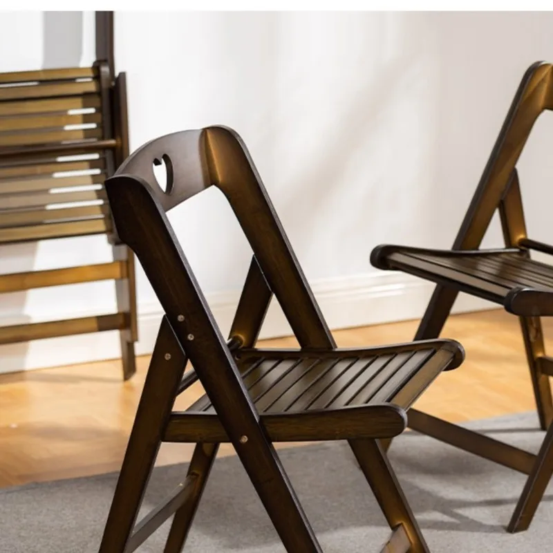 Retro Foldable Chair Home Back Chair Nordic Solid Wood Dining Office Computer Stool Simple And Simple Portable