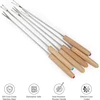 6Pcs Stainless Steel Fondue Fork Chocolate Fork With Wooden Handle Fruit Cake Cheese Pot Hot Fork BBQ Meat Skewer Kitchen Tool 5