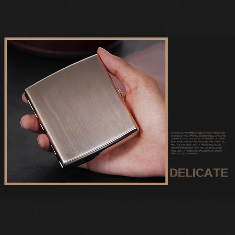 Dual Purpose Anti-pressure Stainless Steel Metal  Fine Cigarette Case Box Capacity of 20 Cigarettes Men Gift 5