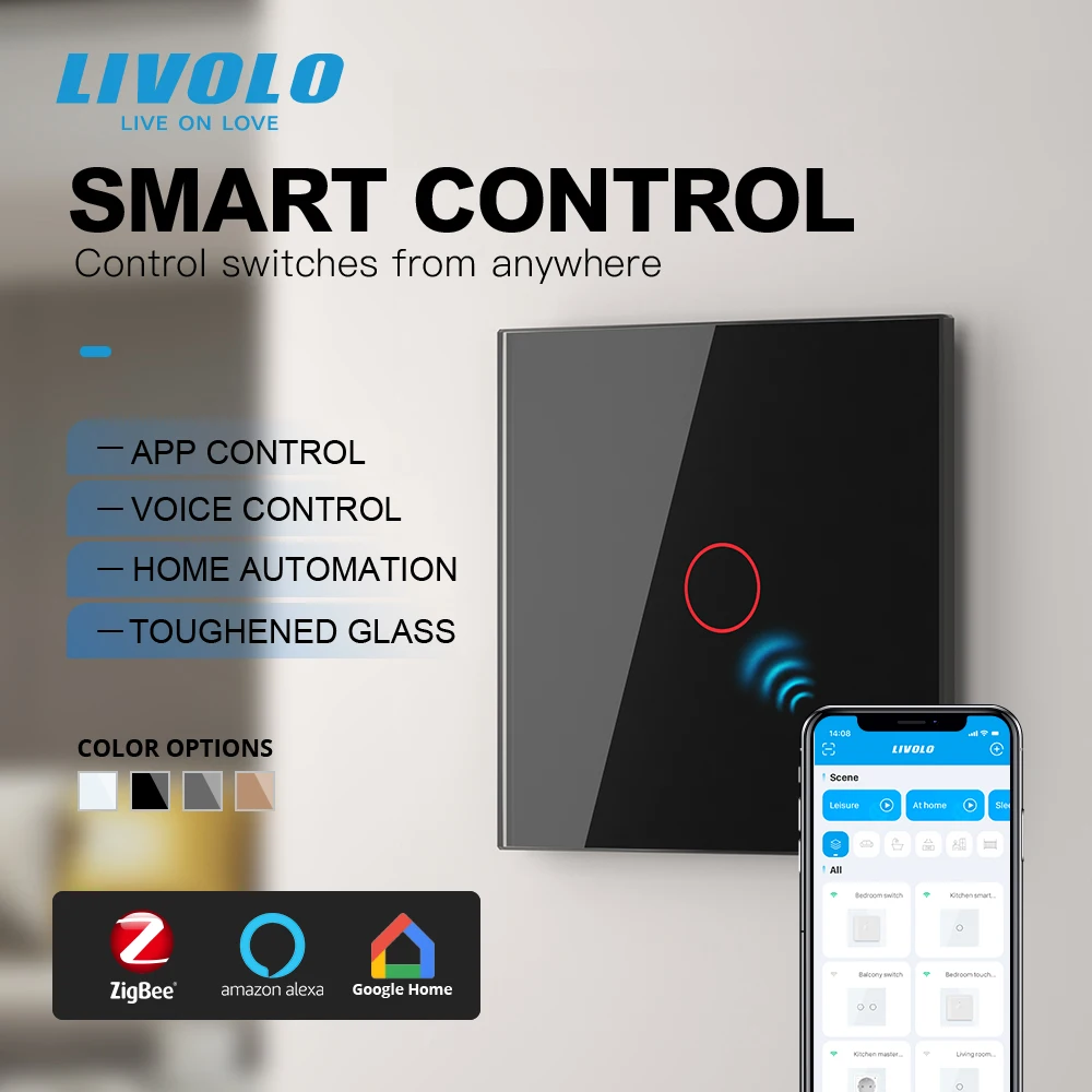 Livolo EU Standard Zigbee Smart Home Wall Touch Switch Touch WiFi APP Control 