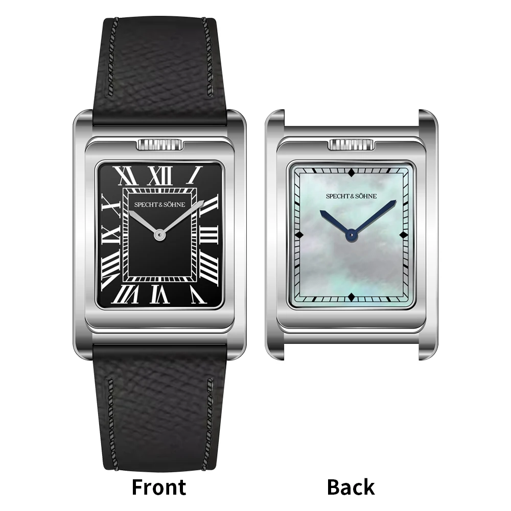 Specht & Söhne Square Quartz Watch Double Face Men’s Watches Stainless Steel