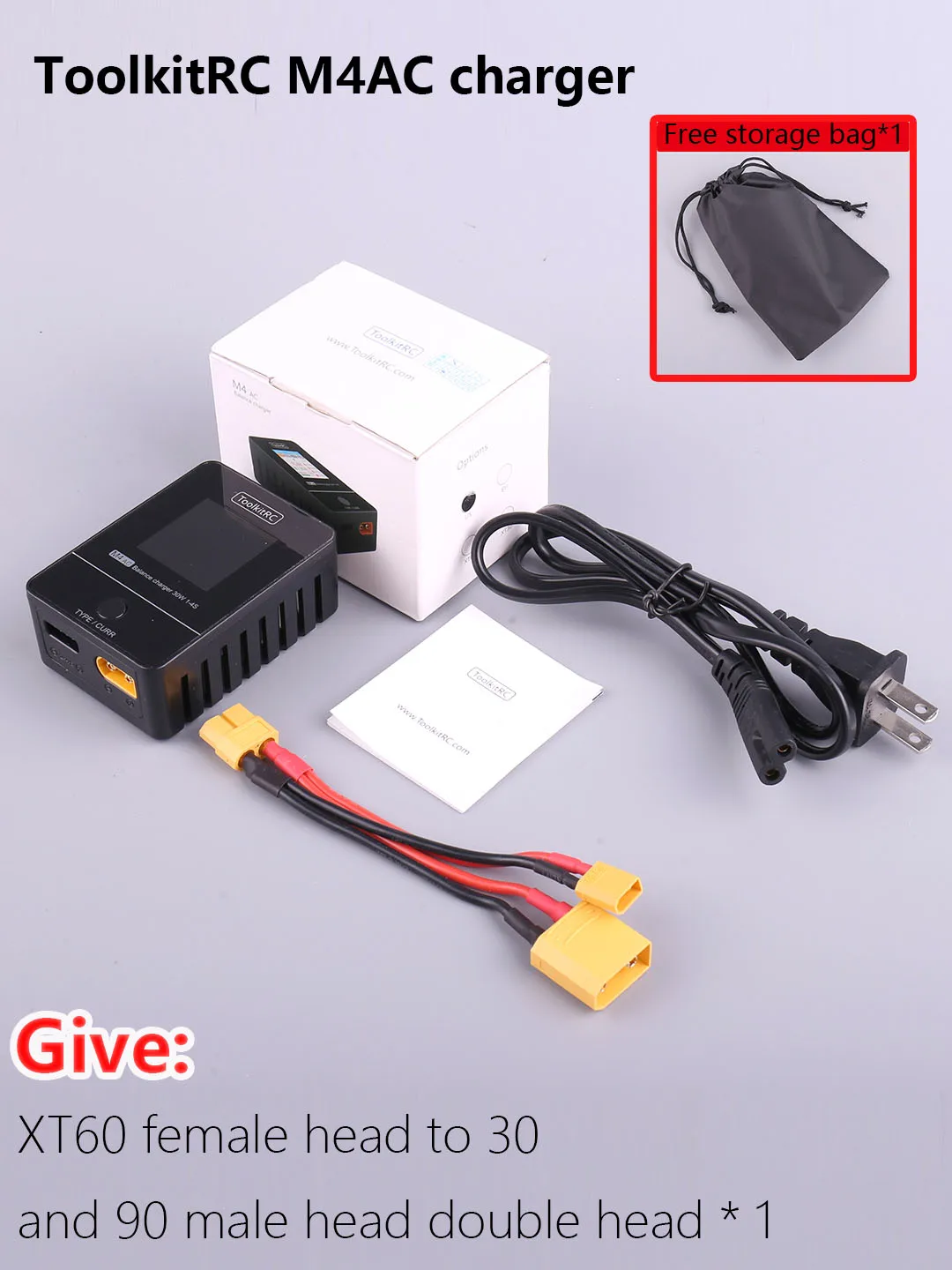 Chargeur ZIJUNYUAN ToolkitRC M4AC 30W 2.5A XT60 – Balance Pour 1-4S LiHV/Life, Mini Et Costaud (prise EU)