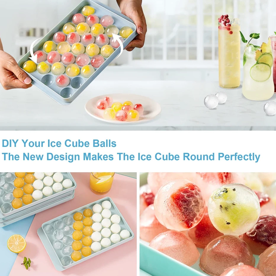 Ice Cube Tray Round Ice Ball Maker Mold Sphere Circle Chilling Cocktail Whiskey Tea Coffee Cube Mold With Storage Box