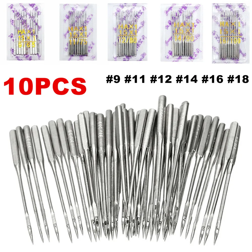 10 Pcs Household Sewing Machine Needles Kit Packing #11 #12 #14 #16 #18 For Old Type Janome Sewing MachineSinger Brother Sewing