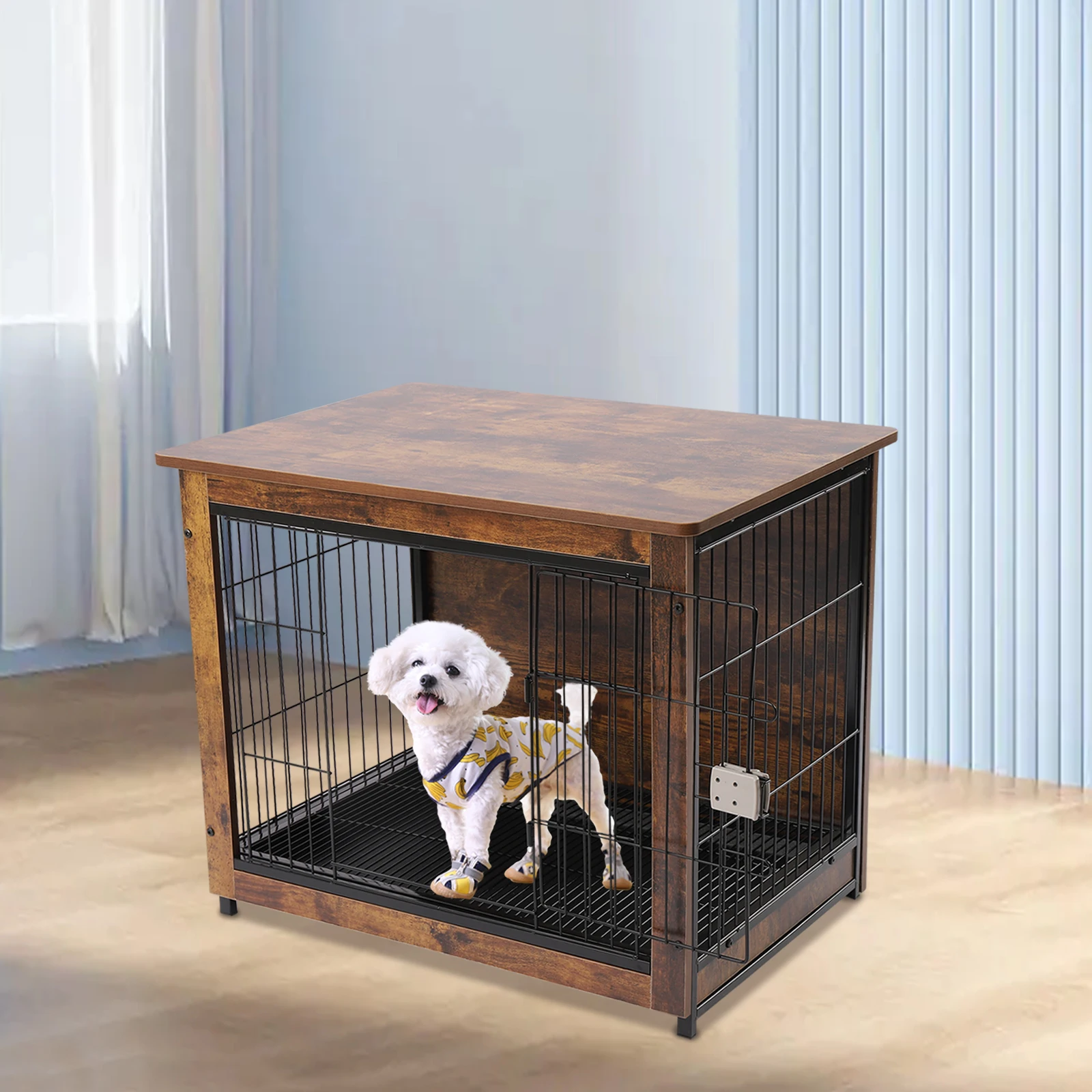 Gabbia Per Cani In Legno Gabbia Per Animali Domestici Cuccia Grande Doppia Porta Per Interni