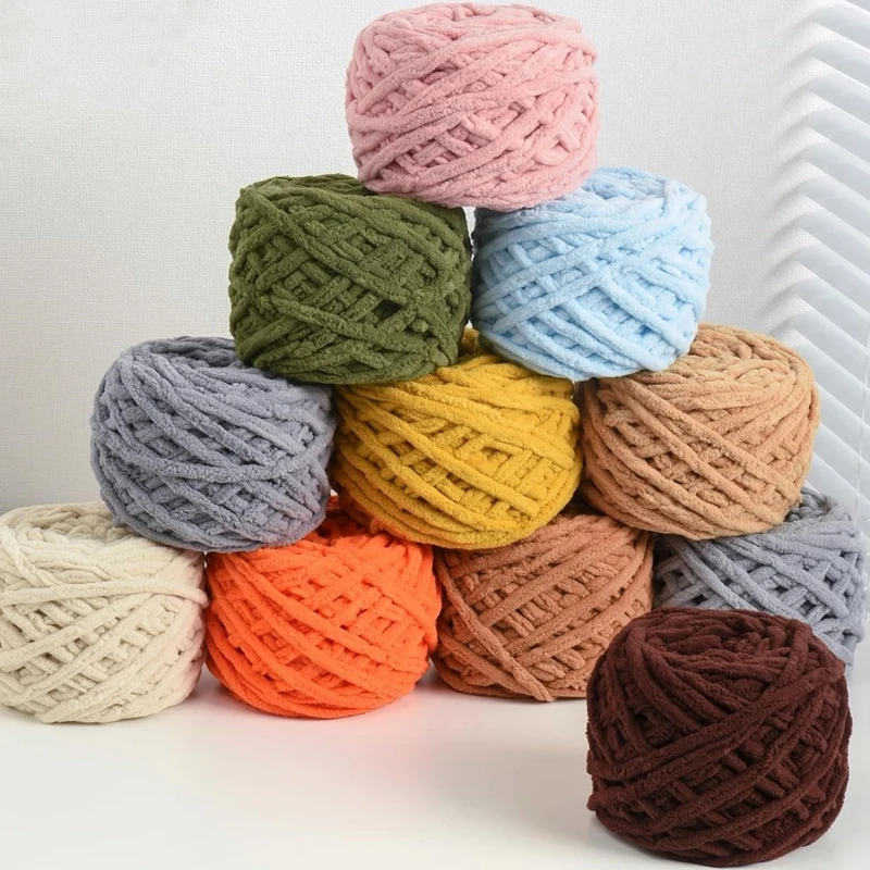 3 Stück 300g Chenille-Strickgarn, Weiches Eisstreifen-Baumwollgarn, DIY-Wollgarn für Handgestrickte Decken, Schals, Dickes Garn – Detail 2