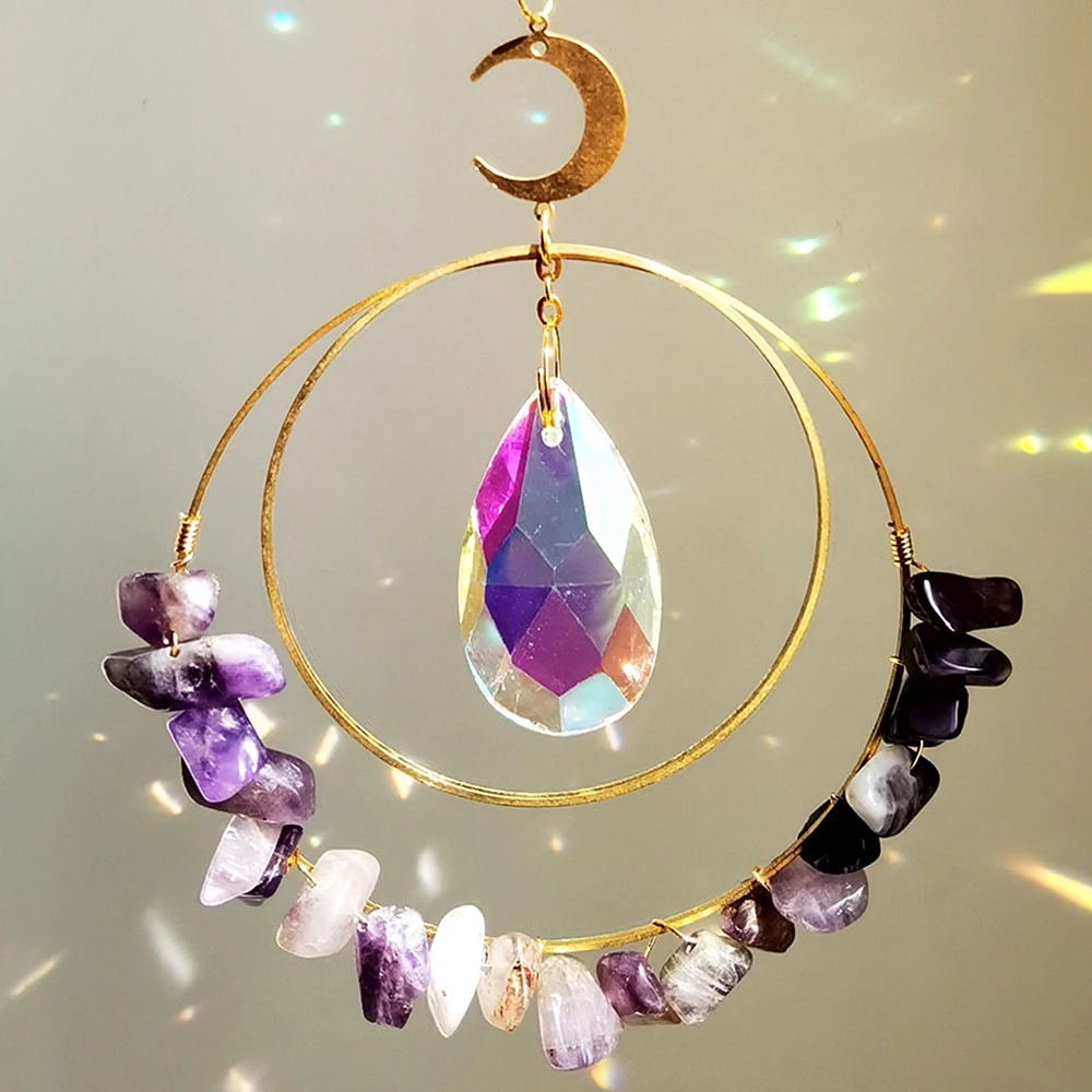 Suncatcher Crystal Rainbow Maker Gold Sun catchers Prisms for Window Garden Decoration Indoor Hanging Crystals Home Decor Gift sun catcher sun catchers window ornament