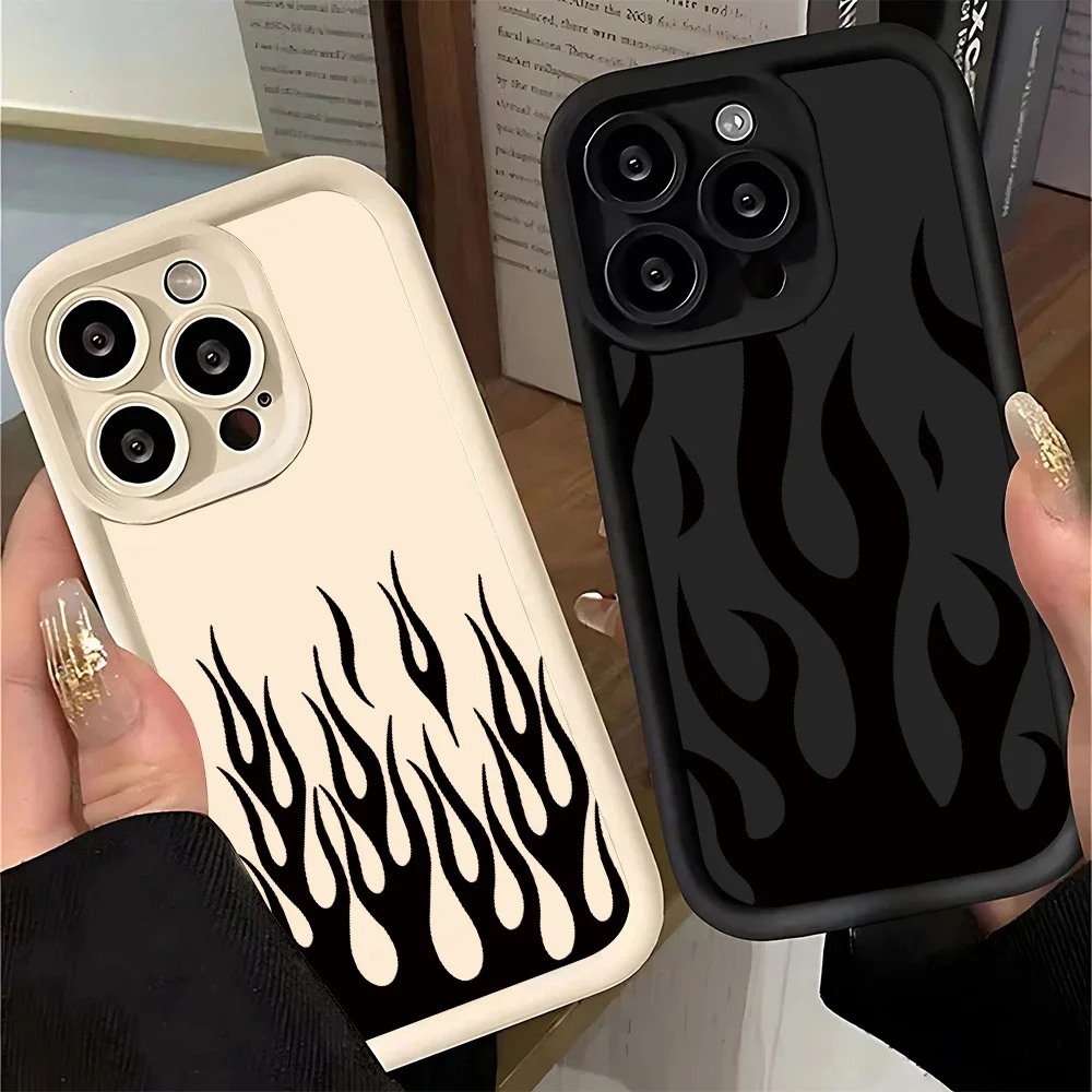 Sleek Black Flame Silicone Shockproof Phone Case