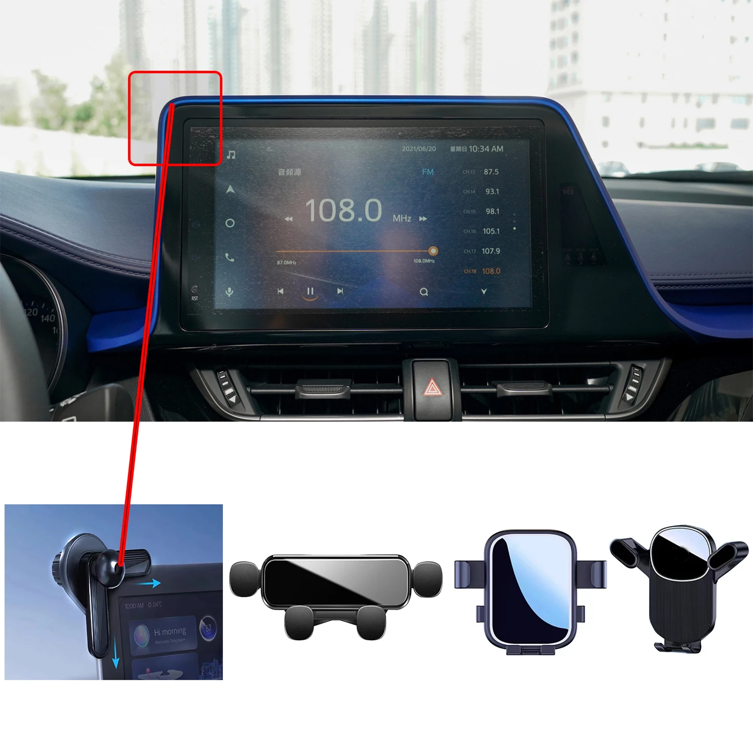 

For Toyota CHR C-HR IZOA 2018 2019 2020 2021 2022 Car Phone Holder Wireless Charging Interior GPS Bracket Auto Stand Accessorie