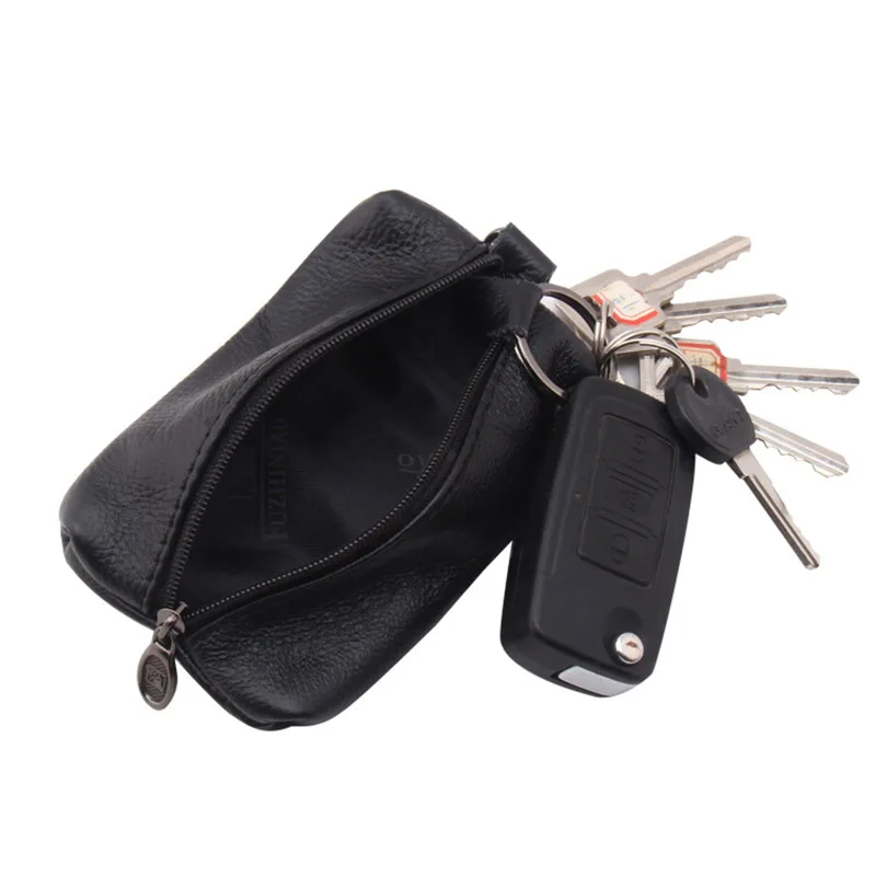 Car Key Case Men Women Leather Wallets Key Holder Housekeeper Covers Zipper Bag Keychain Cover for Keys Organizer Card Bag