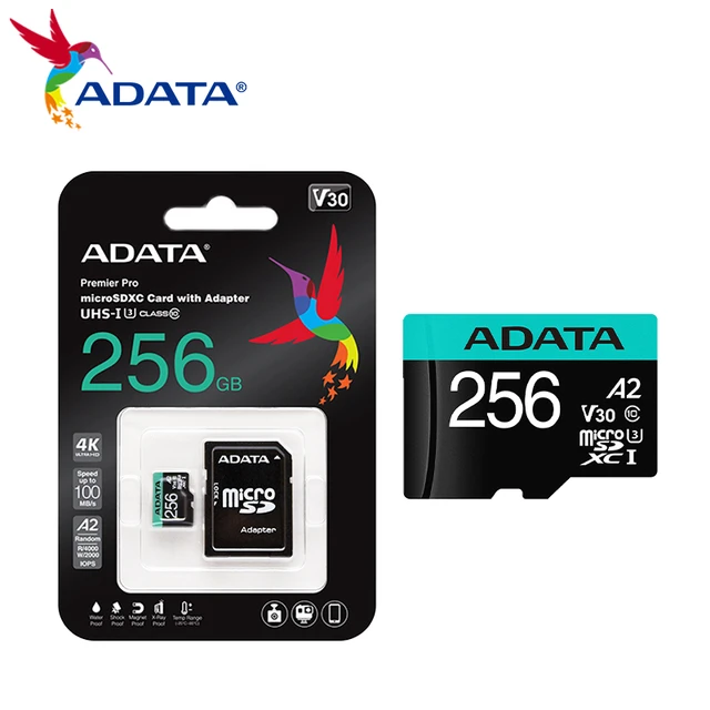 Carte MicroSDXC + adaptateur SD 256 Go A1 Video Class V90 UHS-II