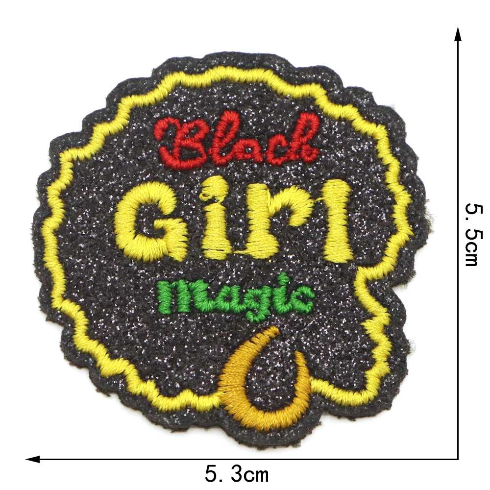 1PC Black Girl Patches zum Aufbügeln für Kleidung, Afro-Mädchen, bestickte Patches zum Aufnähen, Applikation für Kleidung, Rucksäcke – Detail 14