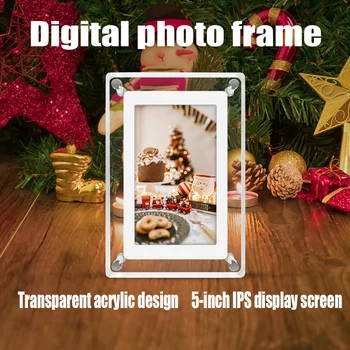 사진용 디지털 액자, 초상화, 아크릴 5 인치, 4GB, 1200mAh, IPS 스크린, 전자 앨범, 그림 비디오 플레이어, 데스크탑