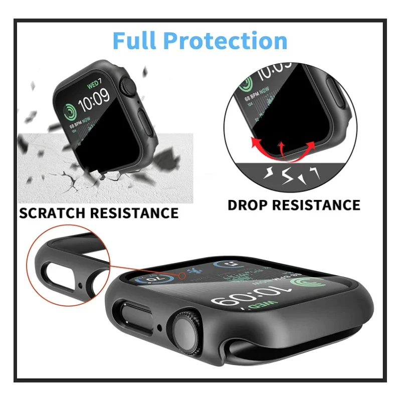Apple Watch Screen Protector Tempered Glass Case for Apple Watch 46mm 42mm 41mm 40mm 38mm 45mm Series 10 9 8 7 6 5 4 3 2 SE