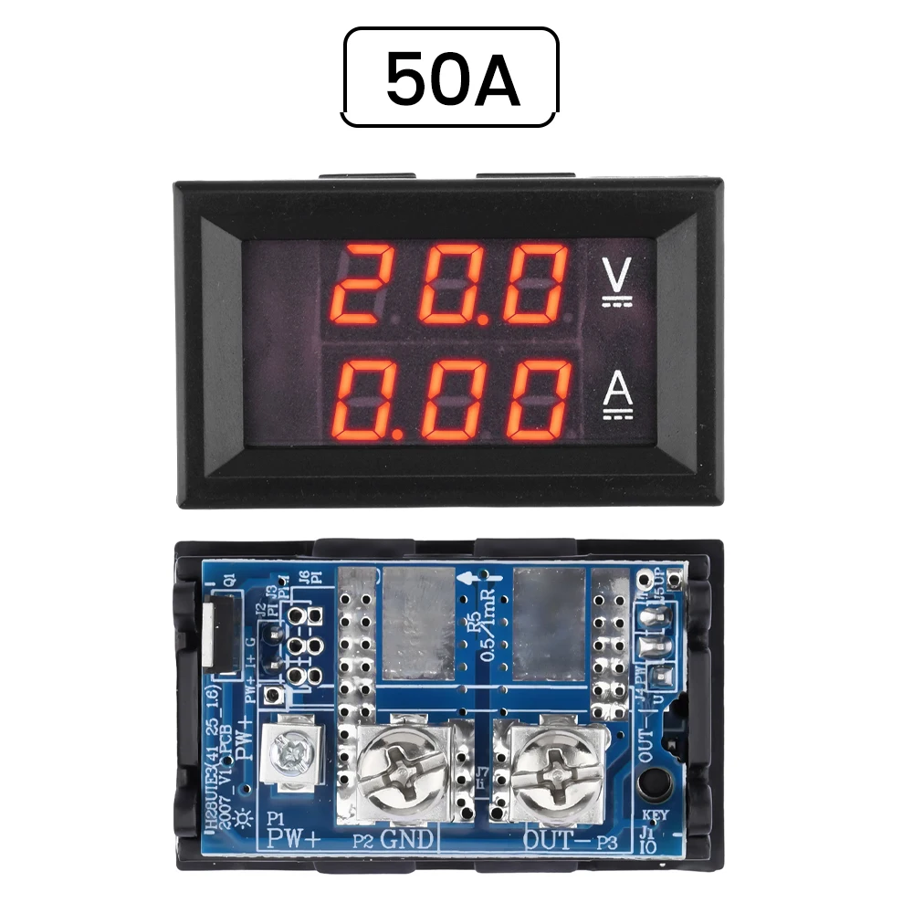 Description Picture 5 of itemDC 7-100V 20A 50A Voltmeter Ammeter Built-in Shunt with Trimmer Dual Digital Volt Meter Gauge Detector Voltage Current Meters