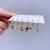 6pcs/Set Cool Mixed Movie Hero Pendants Huggie Hoop Earrings for Women Gold Color Zircon Crystal Jewelry 4