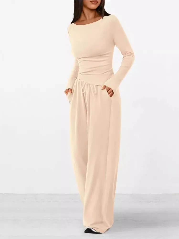Layered Formal Long Sleeve Scoop Neckline Pantsuit Turquoise