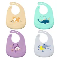 Waterproof Baby Bibs Baby Stuff Cute Solid Printed Kids Bib Girl Boy Adjustable Soft Silicone Bib Baby Feeding Stuff 1
