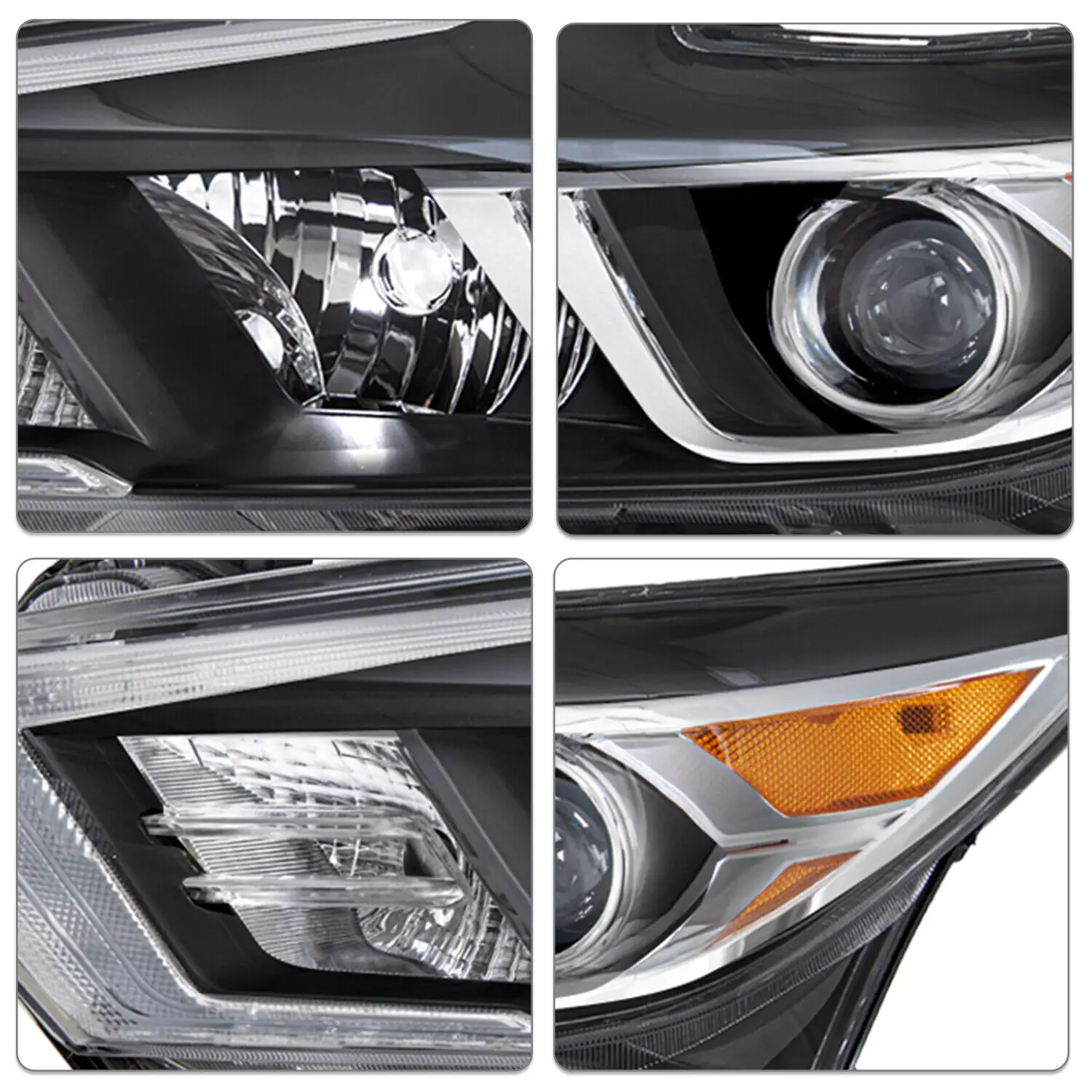 Ensemble de Lampes de Sauna Halogène LED DRL, Lentille Transparente Chromée Noire, Côté Droit, pour Nissan Maxima S SL SV 2016, 2018-2017