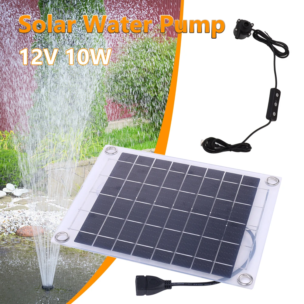 12V 10W Aquarium Pump Watering System Mini Fountain Panel Pump with Adjustment Switch Solar Power Panel Water Pump Kits for Pool