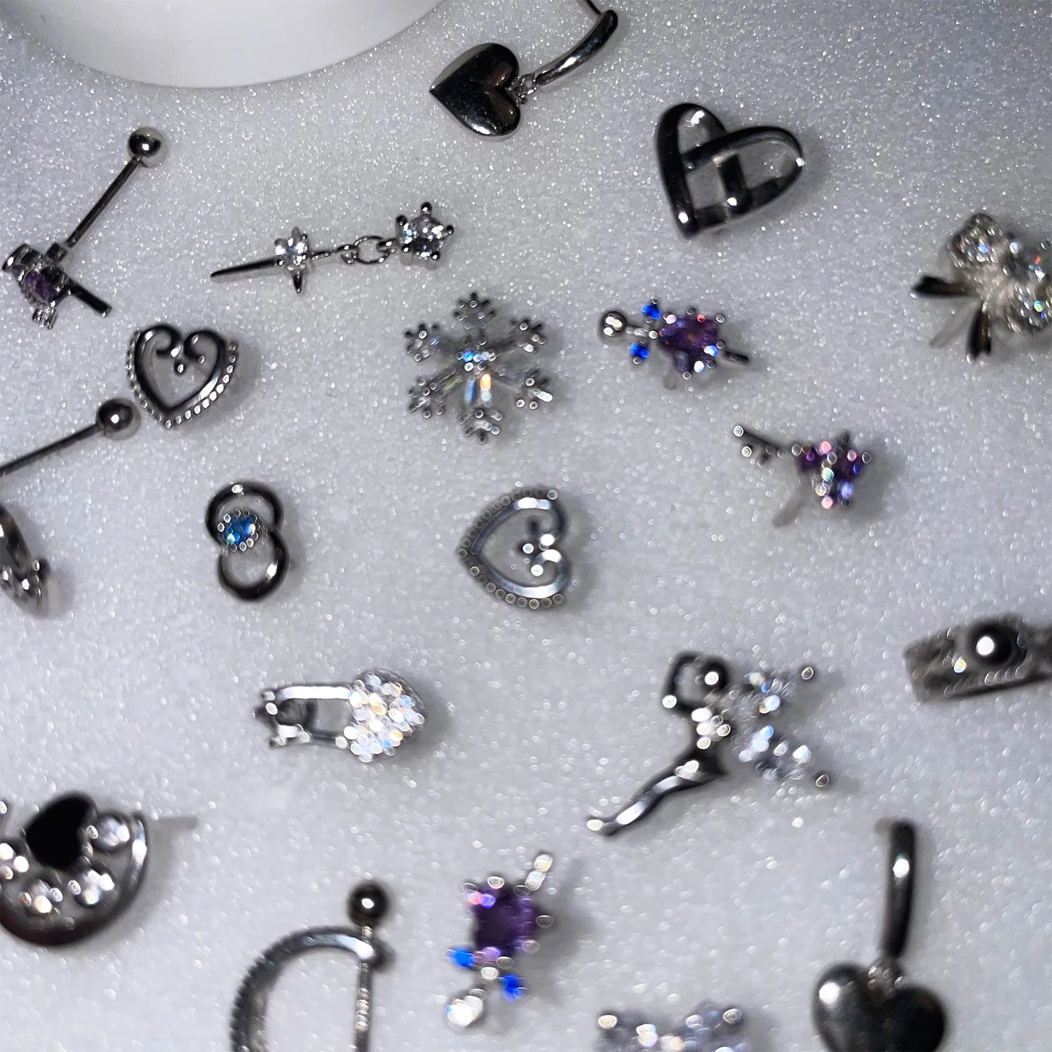 여성용 스위트 쿨 엔젤 하트 스타 문 지르코니아 스터드 귀걸이, 펑크 스테인레스 스틸 연골 나선 귀 피어싱 